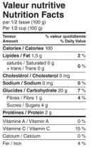 Nutrition Facts - Whole Chestnuts