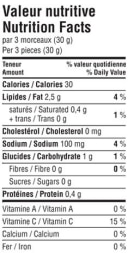 Nutrition Facts - Marinated Artichoke Hearts