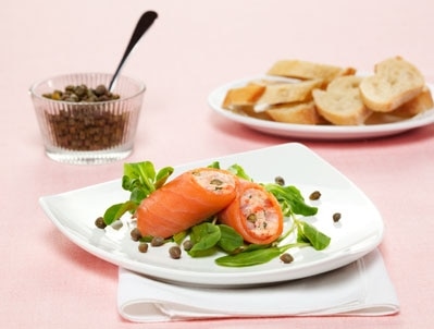 Smoked Salmon Tartare Rolls with Capers
