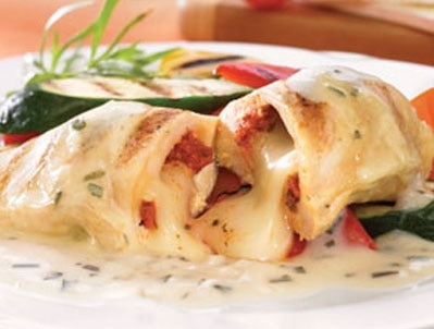 Chicken Breasts with Brie over Tarragon Sauce